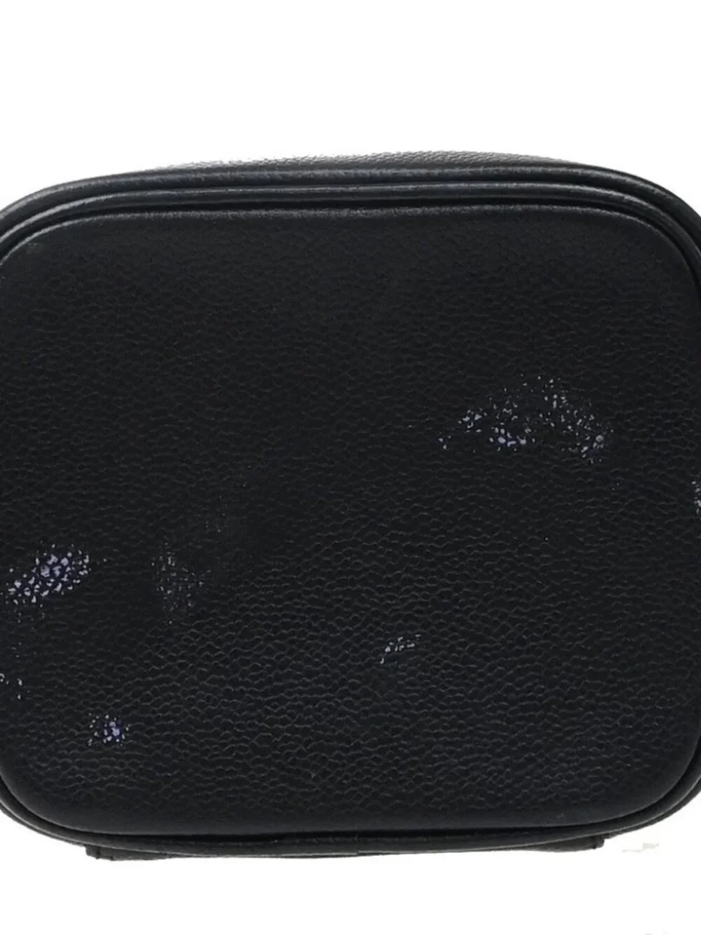 CHANEL Vanity Cosmetic Hand Bag Grained Calfskin Leather Black Vintage
